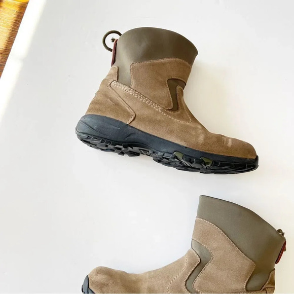 LL Bean Thinsulate Taupe Suede 8” Boot Men’s Size 11 Pull-on Style Neoprene Cuff - Picture 5 of 15